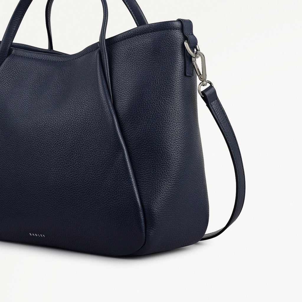 Eastney Street Leather Medium Ziptop Grab Bag in Ink - 111911