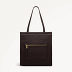 Alba Place Leather Medium Ziptop Tote Bag in Dark Oak - 111938