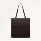 Alba Place Leather Medium Ziptop Tote Bag in Dark Oak - 111938