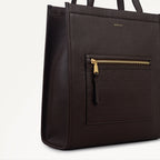 Alba Place Leather Medium Ziptop Tote Bag in Dark Oak - 111938