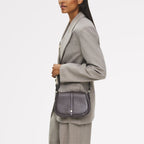 Lulworth Road Leather Mini Flapover Cross Body Bag in Thunder - 111948