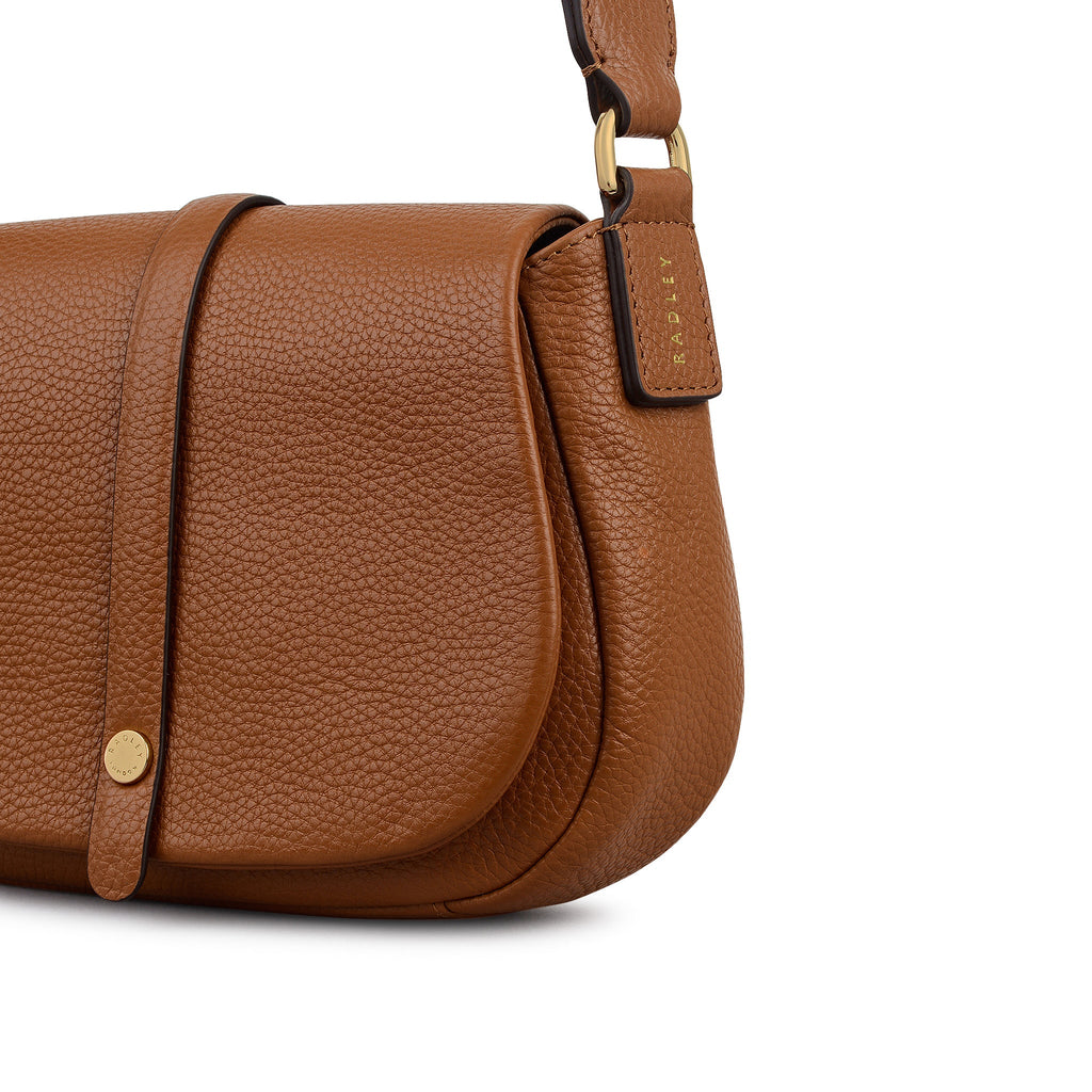 Lulworth Road Leather Mini Flapover Cross Body Bag in Indus Tan - 111949
