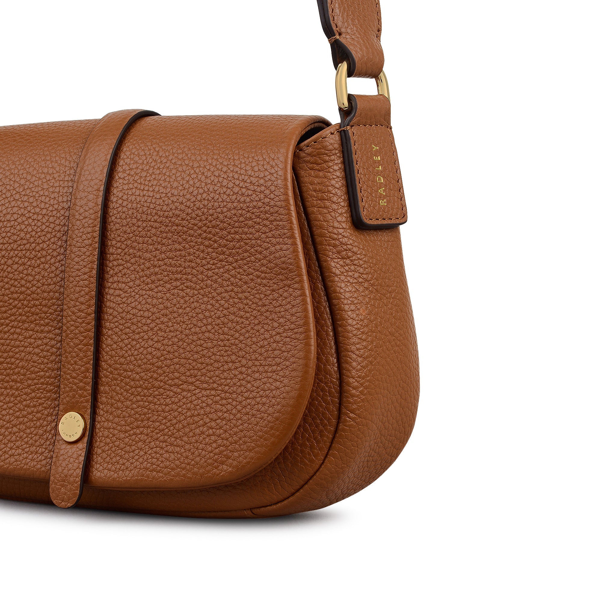 Lulworth Road Leather Mini Flapover Cross Body Bag in Indus Tan - 111949
