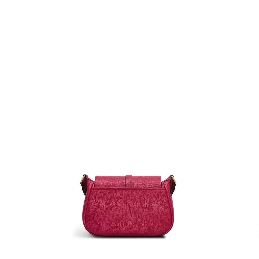 Lulworth Road Leather Mini Flapover Cross Body Bag in Dark Rose - 111950