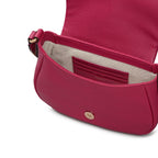 Lulworth Road Leather Mini Flapover Cross Body Bag in Dark Rose - 111950