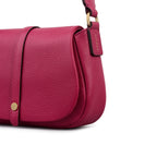 Lulworth Road Leather Mini Flapover Cross Body Bag in Dark Rose - 111950