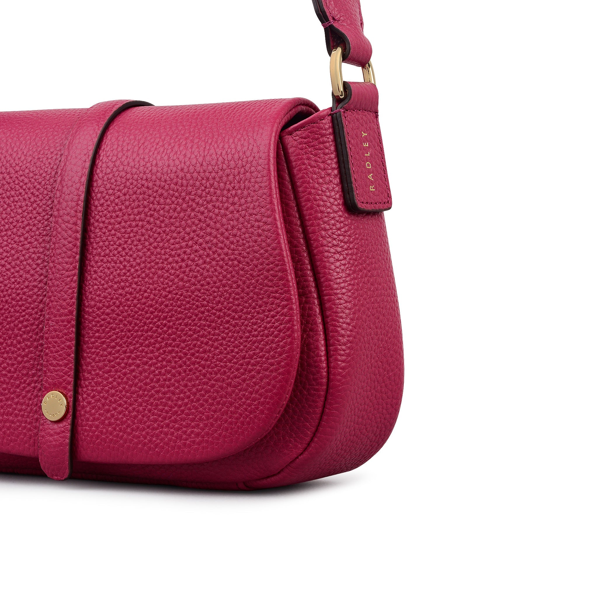 Lulworth Road Leather Mini Flapover Cross Body Bag in Dark Rose - 111950