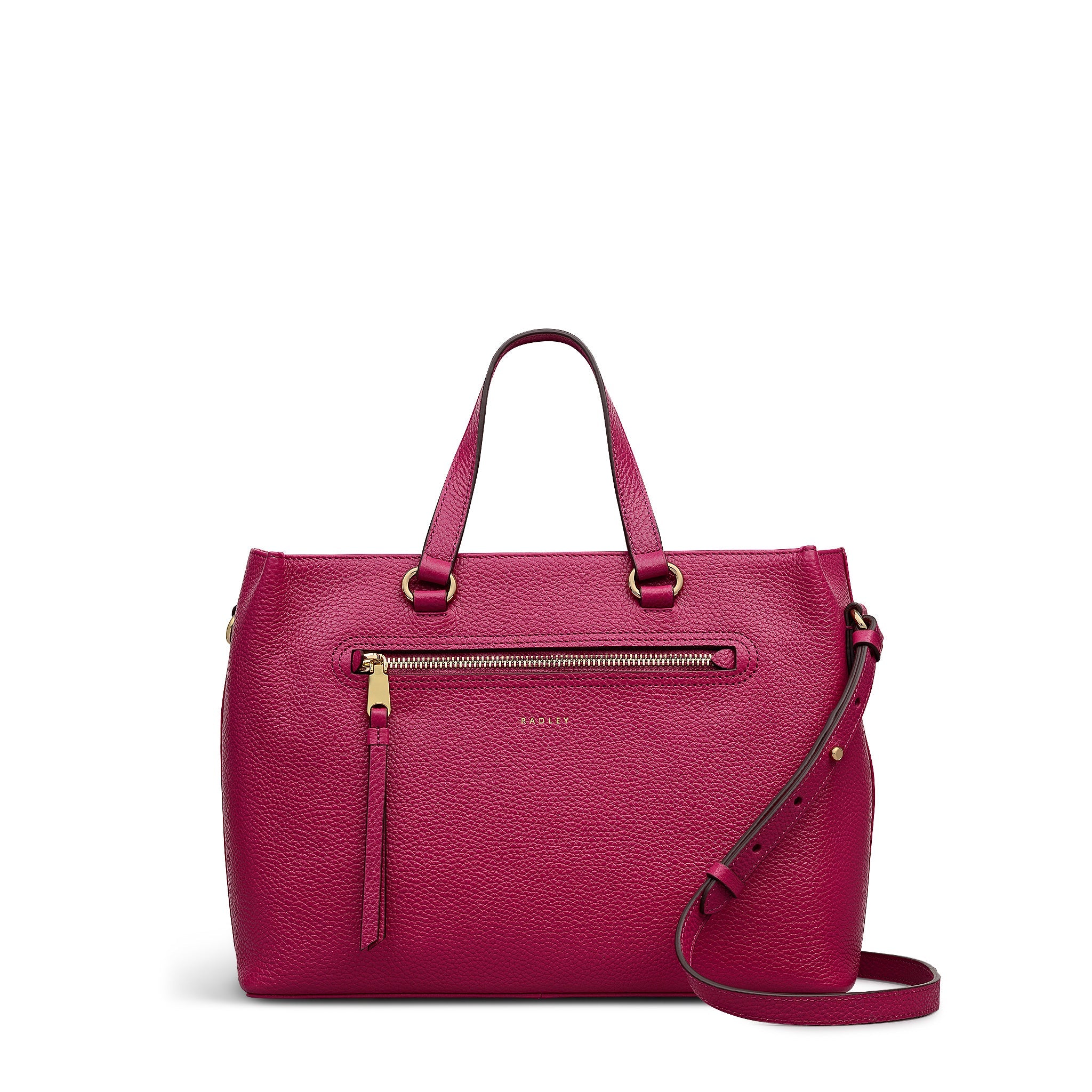 Pickwick Leather Medium Ziptop Grab Bag in Dark Rose - 111958