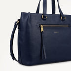 Pickwick Leather Medium Ziptop Grab Bag in Ink - 111959