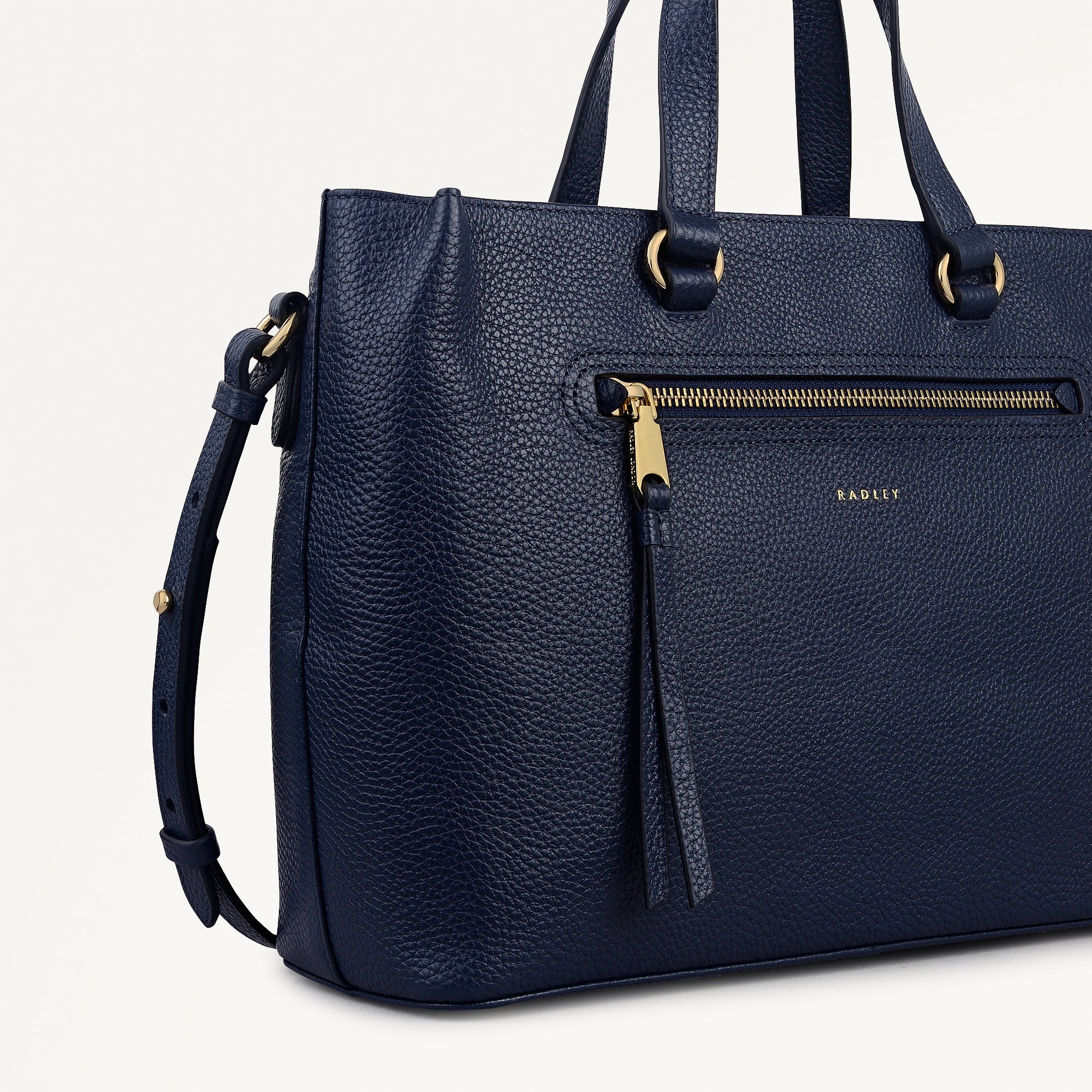 Pickwick Leather Medium Ziptop Grab Bag in Ink - 111959