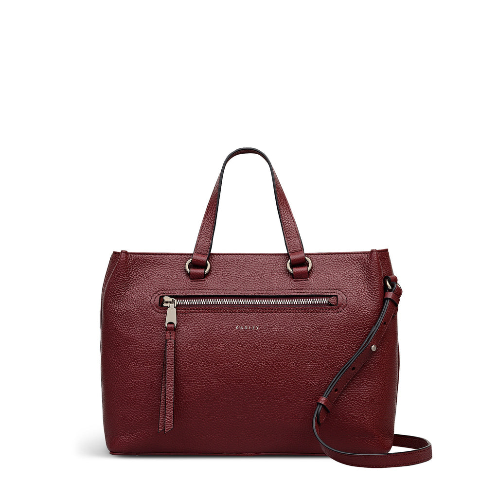 Pickwick Leather Medium Ziptop Grab Bag in Merlot - 111960