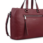 Pickwick Leather Medium Ziptop Grab Bag in Merlot - 111960