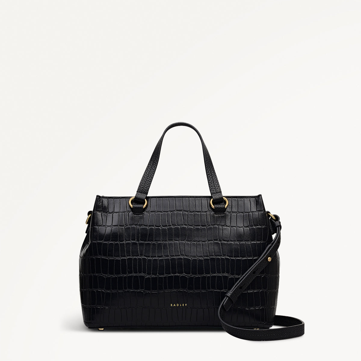 Eltham Mews Leather Small Ziptop Grab Bag in Black - 111961