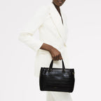 Eltham Mews Leather Small Ziptop Grab Bag in Black - 111961