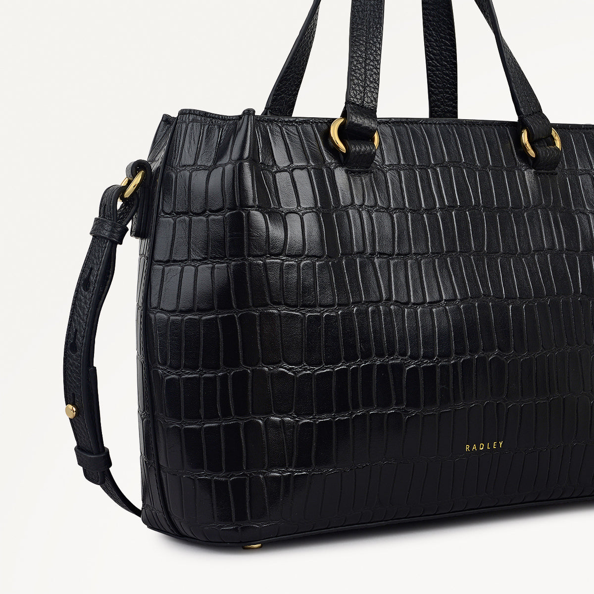 Eltham Mews Leather Small Ziptop Grab Bag in Black - 111961