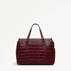 Eltham Mews Leather Small Ziptop Grab Bag in Merlot - 111962