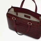 Eltham Mews Leather Small Ziptop Grab Bag in Merlot - 111962