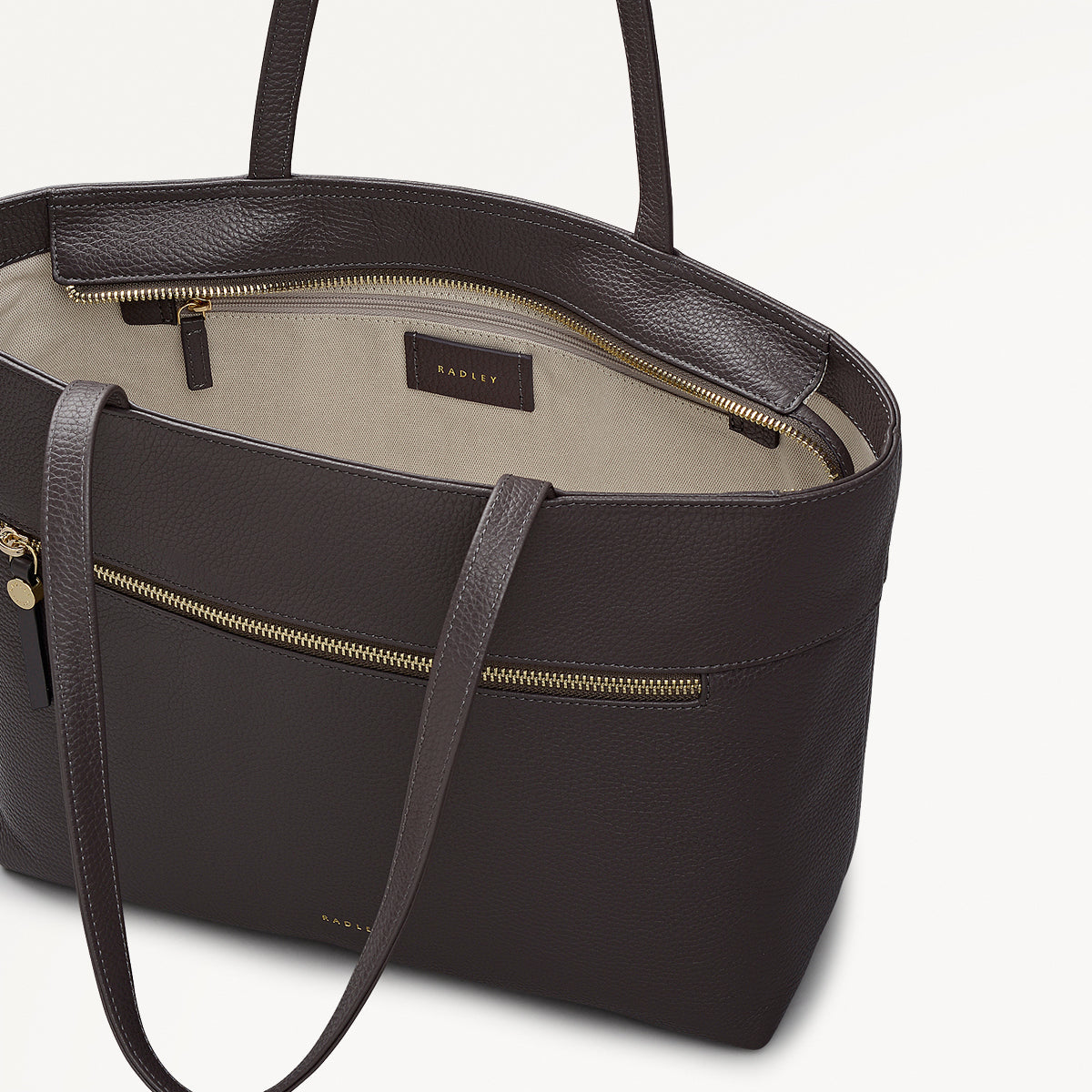 Fountain Road Leather Medium Ziptop Tote Bag in Thunder - 111963