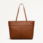 Fountain Road Leather Medium Ziptop Tote Bag in Indus Tan - 111965