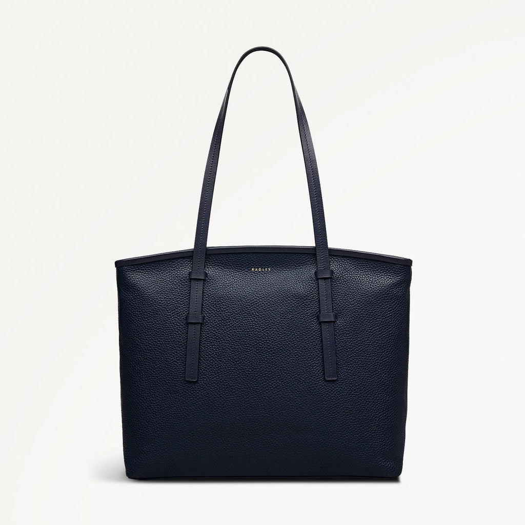 Bridgewater Leather Medium Ziptop Tote Bag in Ink - 111968