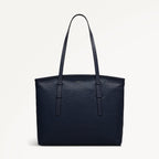 Bridgewater Leather Medium Ziptop Tote Bag in Ink - 111968