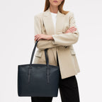 Bridgewater Leather Medium Ziptop Tote Bag in Ink - 111968