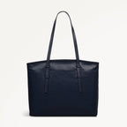 Bridgewater Leather Medium Ziptop Tote Bag in Ink - 111968