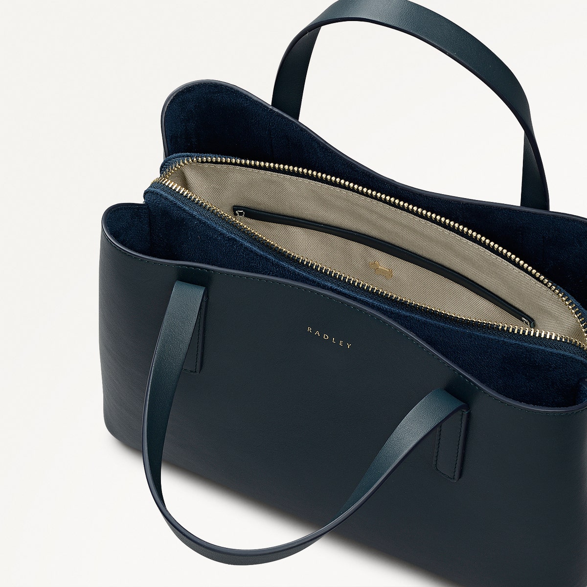 Dukes Place Leather Medium Ziptop Grab Bag in Teal - 112125