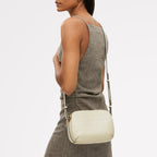 Dukes Place Leather Medium Ziptop Cross Body Bag in Snow - 112126