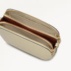 Dukes Place Leather Medium Ziptop Cross Body Bag in Snow - 112126