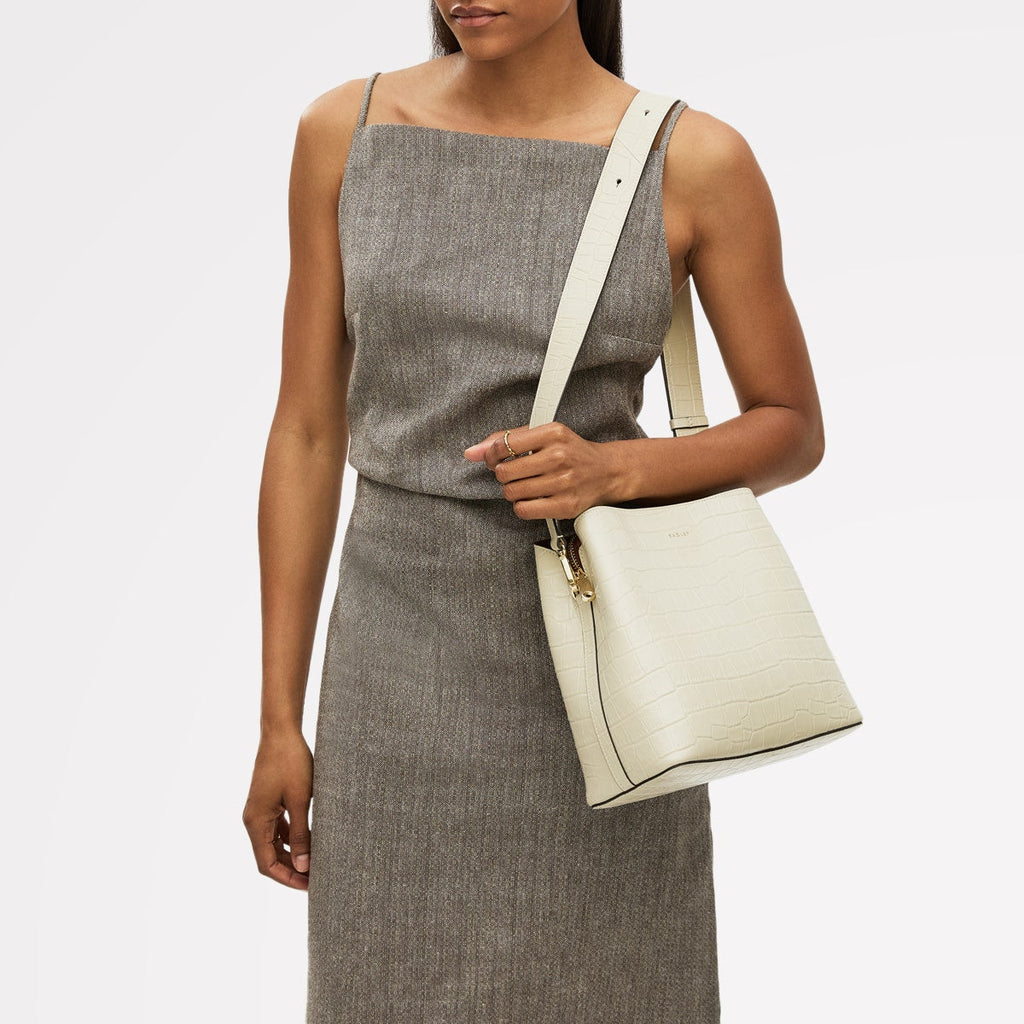 Dukes Place Leather Medium Compartment Cross Body Bag in Snow - 112128