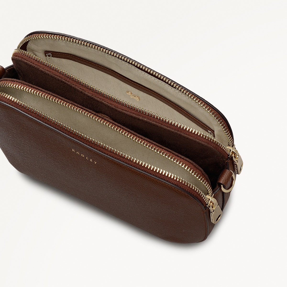 Dukes Place Texture Medium Ziptop Crossbody Bag in Chocolate - 112129