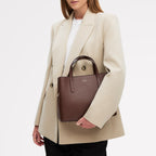 Dukes Place Leather Medium Ziptop Grab Bag in Chocolate - 112132