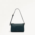 Pockets Leather Mini Ziptop EW Shoulder Bag in Teal - 112136