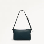 Pockets Leather Mini Ziptop EW Shoulder Bag in Teal - 112136