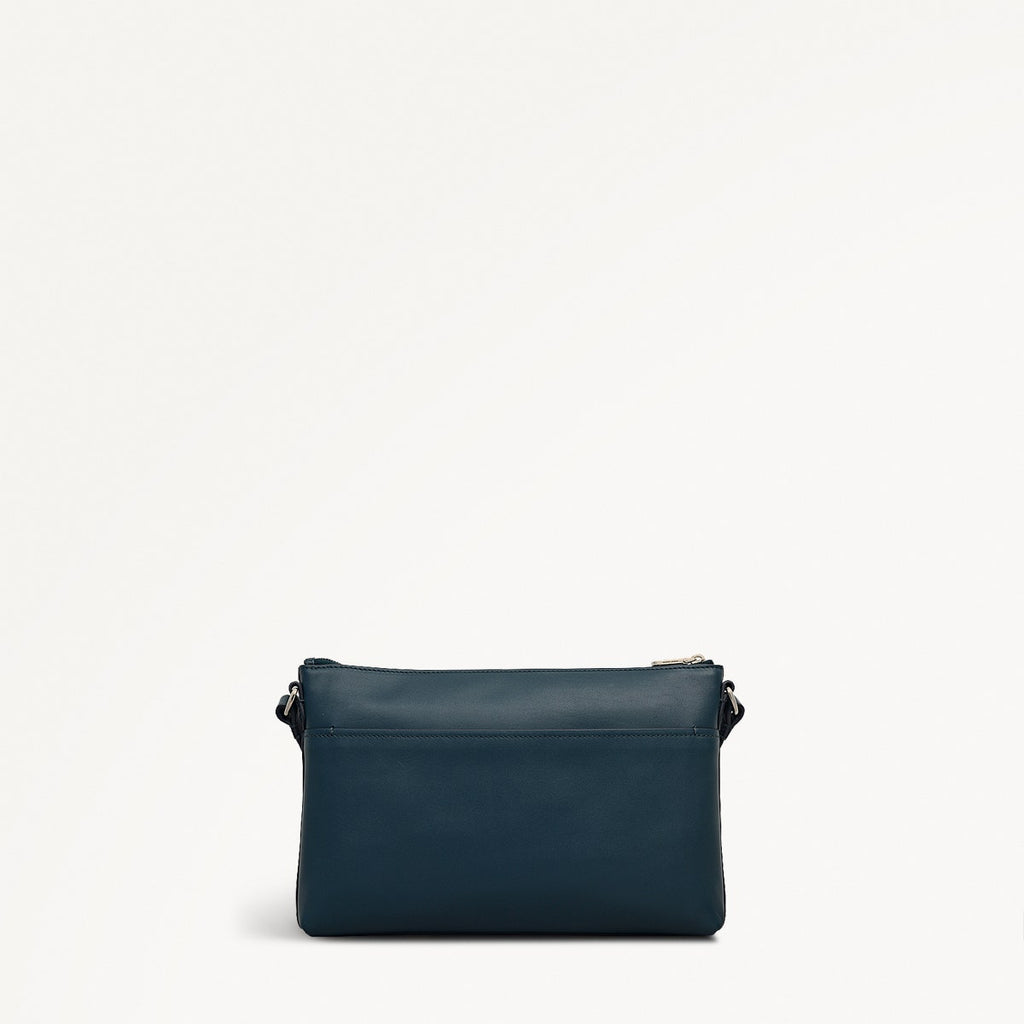 Pockets Leather Medium Ziptop EW Cross Body Bag in Teal - 112137