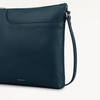 Pockets Leather Large Ziptop NS Cross Body Bag in Teal - 112139
