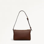 Pockets Leather Mini Ziptop Ew Shoulder Bag in Chocolate - 112140