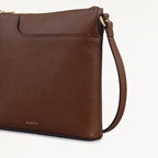 Pockets Leather Small Ziptop Ns Cross Body Bag in Chocolate - 112142