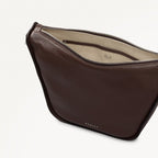 Oak Street Leather Small Ziptop Cross Body Bag in Dark Oak - 112156