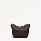 Oak Street Leather Medium Ziptop Cross Body Bag in Dark Oak - 112157