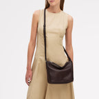 Oak Street Leather Medium Ziptop Cross Body Bag in Dark Oak - 112157