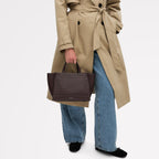 Oak Street Leather Medium Ziptop Grab Bag in Dark Oak - 112158