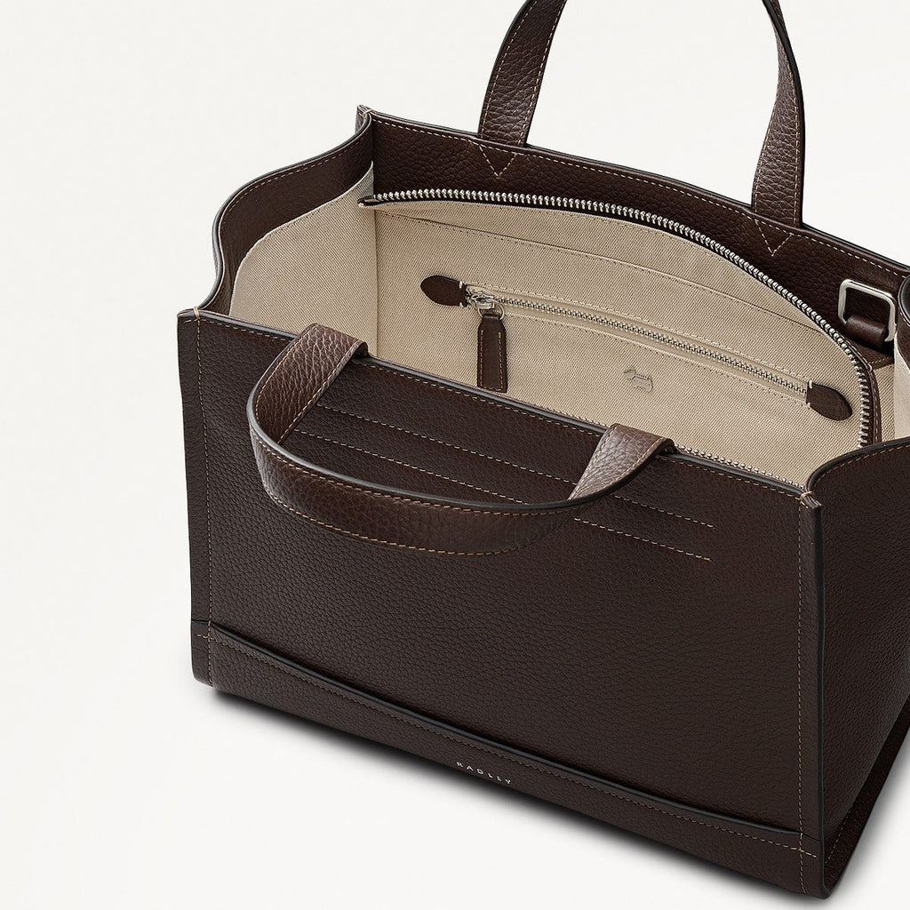 Oak Street Leather Medium Ziptop Grab Bag in Dark Oak - 112158