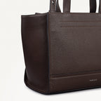 Oak Street Leather Medium Ziptop Grab Bag in Dark Oak - 112158