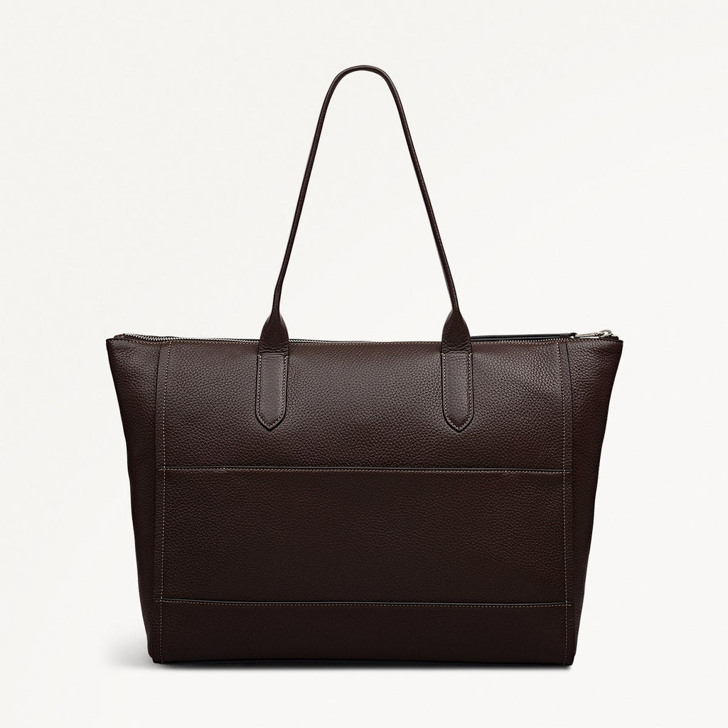 Oak Street Leather Medium Ziptop Tote Bag in Dark Oak - 112159