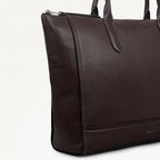 Oak Street Leather Medium Ziptop Tote Bag in Dark Oak - 112159