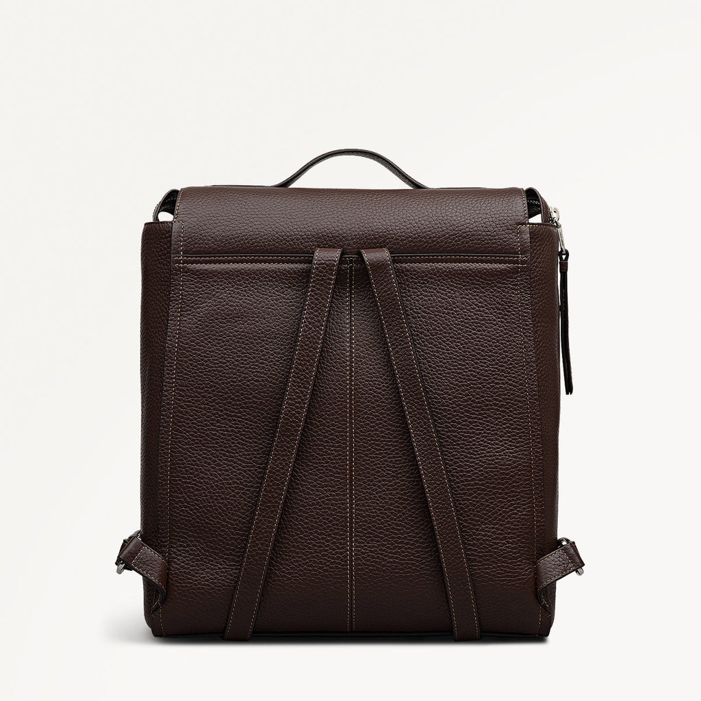 Oak Street Leather Medium Ziptop Backpack in Dark Oak - 112160