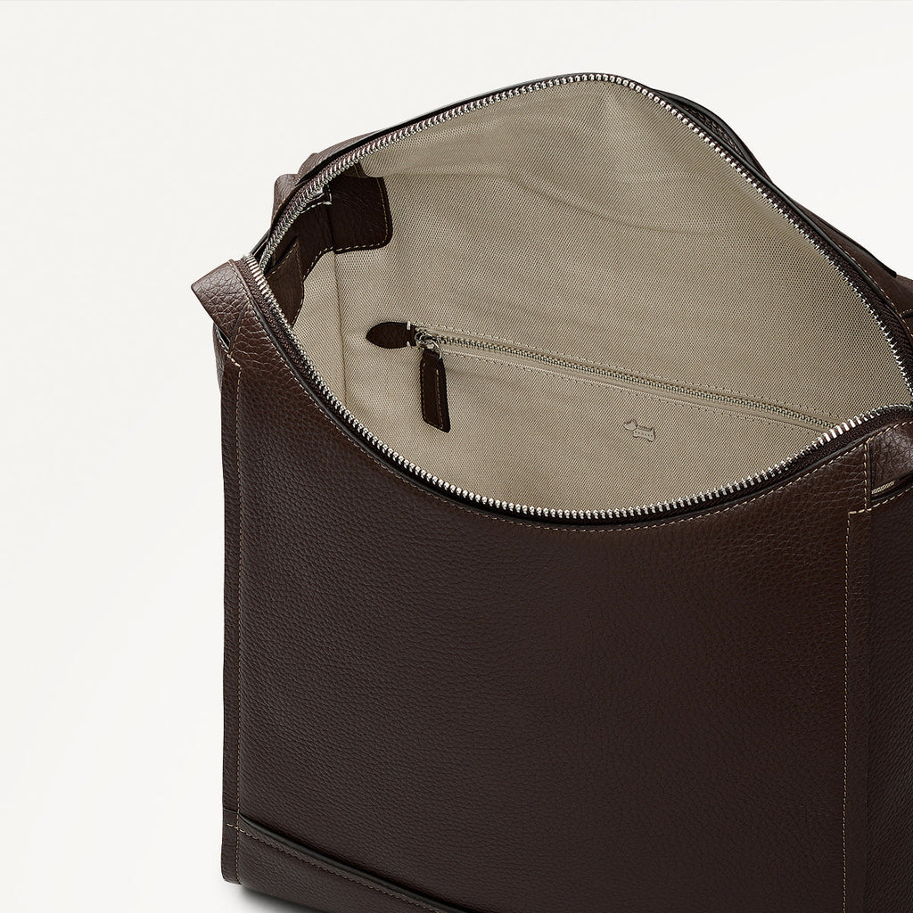 Oak Street Leather Medium Ziptop Backpack in Dark Oak - 112160