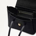 The Chancery Leather Medium Flapover Shoulder Bag in Black - 112164
